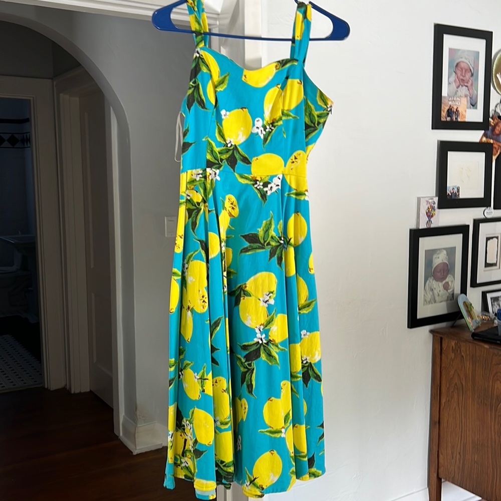 Bright Turquoise Lemon-Print Sundress - Women